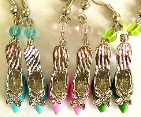 Fish hook fashion earring in assorted enamel color high-heel butterfly pattern design