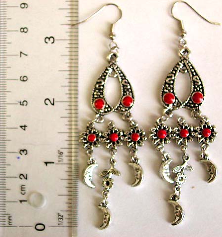 Chandelier earring wholesale supply Indian style fashion earring with flower moon dangle and fish hook for convenience fit