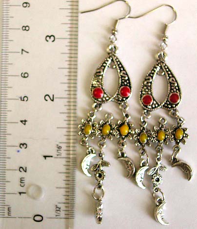 Fashion Earring Jewelry Online Indian style beaded fashion earring with flower moon dangle and fish hook