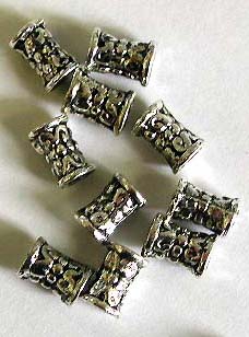 Long tube Bali silver beads 