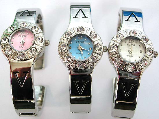 multi clear cz diamond manmade stone  cuff bangle watches , great  christmas gift jewelry supply