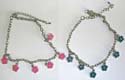 Fashion anklet with assorted enamel color flower pattern in center