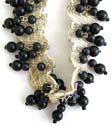 Fashion hemp belt with multi black / white beads hanging along