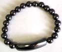 Multi rounded hematite beads forming fashion strecthy hematite bracelet with a long strip pattern design in middle