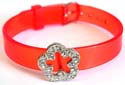 Assorted color fashion bracelet with cz embedded carved-out flower pattern decor in center