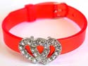 Assorted color fashion bracelet with cz beaded double heart pattern in center