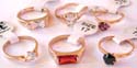 Copper color fashion cz ring with assorted color cz inlaid, assorted szie randomly pick