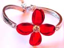 Assorted color cz forming 4-petal flower pattern design fashion bangle bracelet, randomly pick 