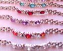 Fashion bracelet with 3 oval shape color cz stone and mini clear cz stone pair embedded in middle, assorted color randomly pick