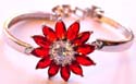 Fashion bracelet bangle with multi assorted color cz stone forming sun flower pattern design in middle