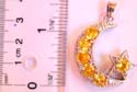 Multi rounded yellow cz synthetic stone embedded moon star fashion cz pendant
