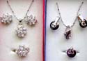 Assorted cz embedded assorted design fashion necklace, earring and ring heart love jewelry box set