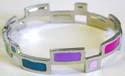 Cut-out retangle pattern forming fashion bangle bracelet wirh assorted enamel color