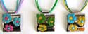 Assorted color multi string fashion necklace with suqare flower design fashion pendant