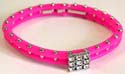 Fashion bracelet with assorted color beads-in double rubber band design and a multi mini cz forming square pattern set in middle