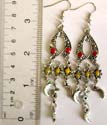 Red and yellow beaded fashion earring with flower moon dangle and fish hook for convenience fit 
