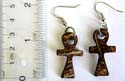 Coconut wood Celtic cross fashion earring with fish hook to fit 