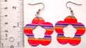 Fish hook fashion earring in orange color line wave pattern design 