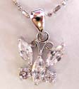 Fashion necklace with clear cz forming butterfly fashion pendant, lobster claw clasp to close 