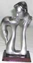 Silver plated resin long neck kissing couple stand 