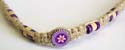 Purple, yellow and purple star beads embedded fashion hemp strip necklace and bracelet set, tie knot to close