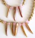Fashion hemp string necklace and bracelet set with multi rose quartz and spiky seashell pattern set in middle