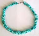 Multi light blue seashell chips forming fashion necklace 