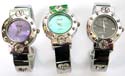 Assorted color rounded 'V' bangle watch with czs embedded, randomly pick by our warehouse staffs 