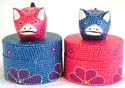 Assorted color Batik rounded piggy box with dot and flower pattern design