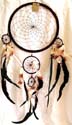 Top large circle with 4 mini circles feather dream catcher, brown 