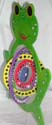 Green frog wooden mobile with circle rotating center 