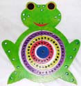 Green frog wooden mobile with circle rotating center 