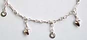 Heartl pattern sterling silver anklet with a mini bell attached at the end