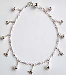 Elephant pattern sterling silver anklet with multi mini bells