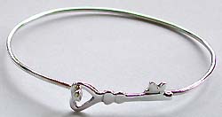 Sterling silver fashion bangle with key lock pattern in middle for closing