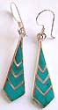 Sterling silver earring with sword-shape bottom end shape turquoise stone 