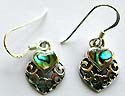 Cut-out heart pattern sterling silver earring with heart shape abalone seashell beaded on top
