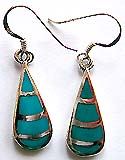 Sterling silver earring with bottom widen tear-drop turquoise stone