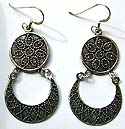 Celtic circle motif sterling silver earring holding end-up moon shape pattern