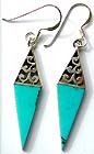 Celtic triangle pattern sterling silver earring attached with triangular turquoise stone 