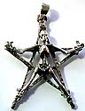 Skeleton nailed on star pattern sterling silver pendant