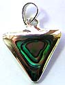 Up-side-down triangle shape sterling silver pendant with abalone seashell