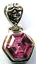 Sterling silver pendant with octagonal high quality pink color CZ 