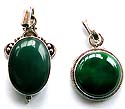 Sterling silver pendant with assorted design green agate stone