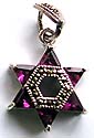 Triangular amethyst forming star pattern sterling silver pendant with marcasites embedded along in middle