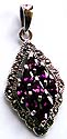 Sterling silver pendant embedded with multi amethyst stone marcasites forming grape pattern