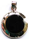 Sterling silver pendant embedded with rounded onyx stone