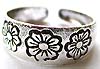 Daisy flower pattern sterling silver toe ring