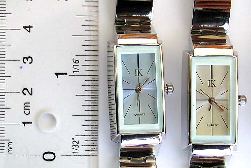 Fashion bracelet watch with long rectangular clock face design
