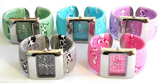 Jewelry for animal lovers fashion bangle watch with animal decor color band design